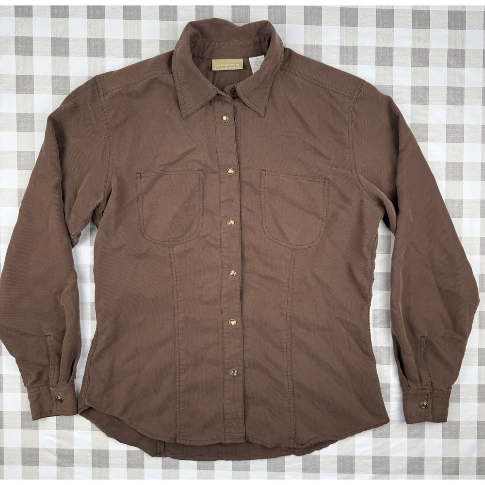 Liz Claiborne Brown Button Up Shirt Fitted Earthy Workwear